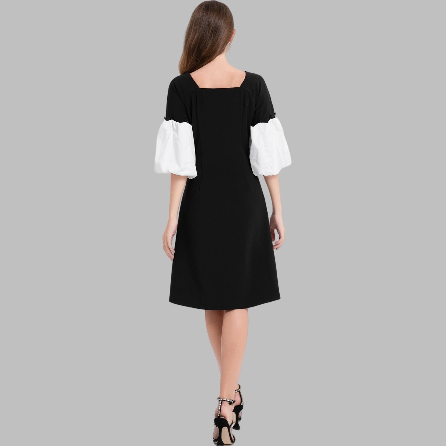 DINADD® Damenkleid mit Reverskragen – Vintage-Stil à la Audrey Hepburn
