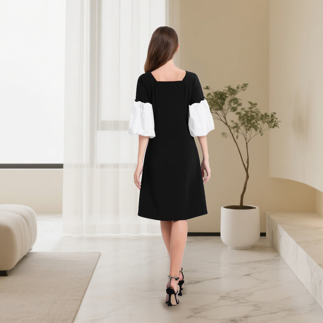 DINADD® women's dress with lapel collar - vintage style à la Audrey Hepburn