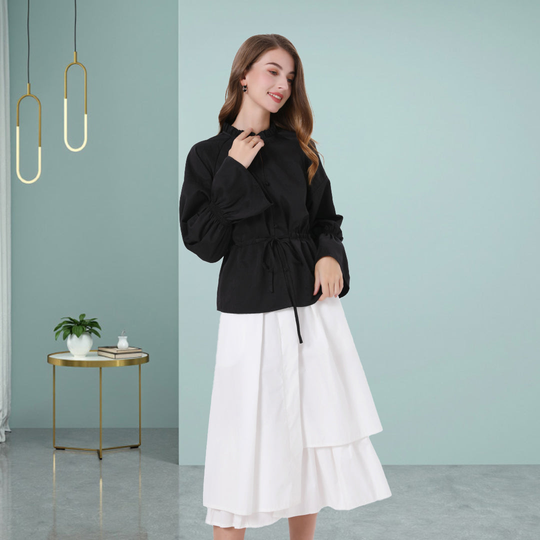 DINADD® Business Casual Shirt with Ruffle Edge & Fringes - Commuter Comfort