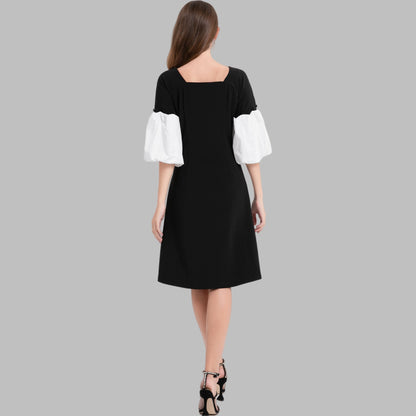 DINADD® Damenkleid mit Reverskragen – Vintage-Stil à la Audrey Hepburn