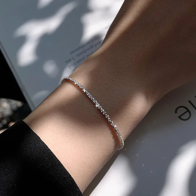 Sparkling Necklace New Women's Light Luxury Niche Silver Necklace Clavicle Chain Starry Stars Titanium Steel Does Not Fade