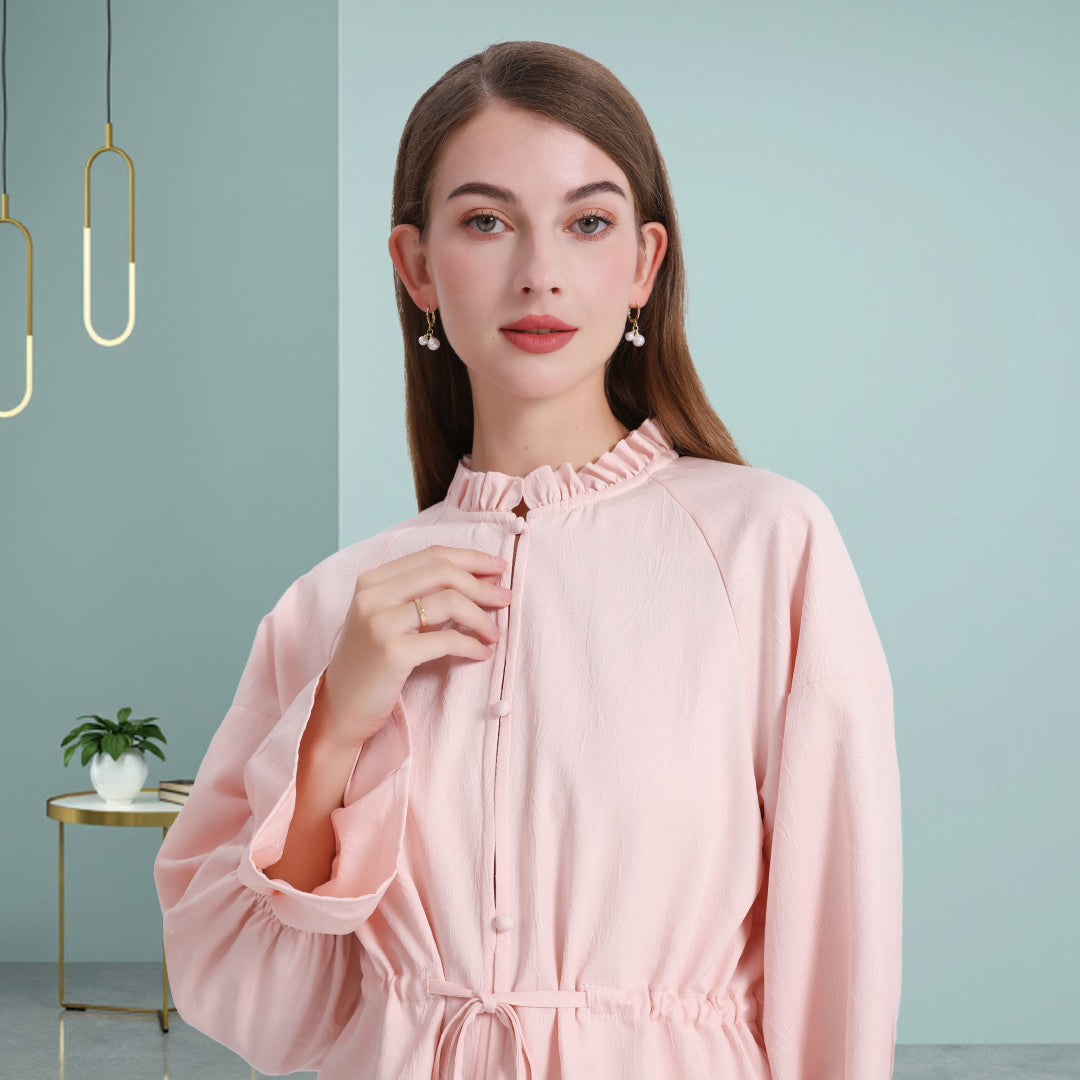 DINADD® Business Casual Shirt with Ruffle Edge &amp; Fringes - Commuter Comfort 