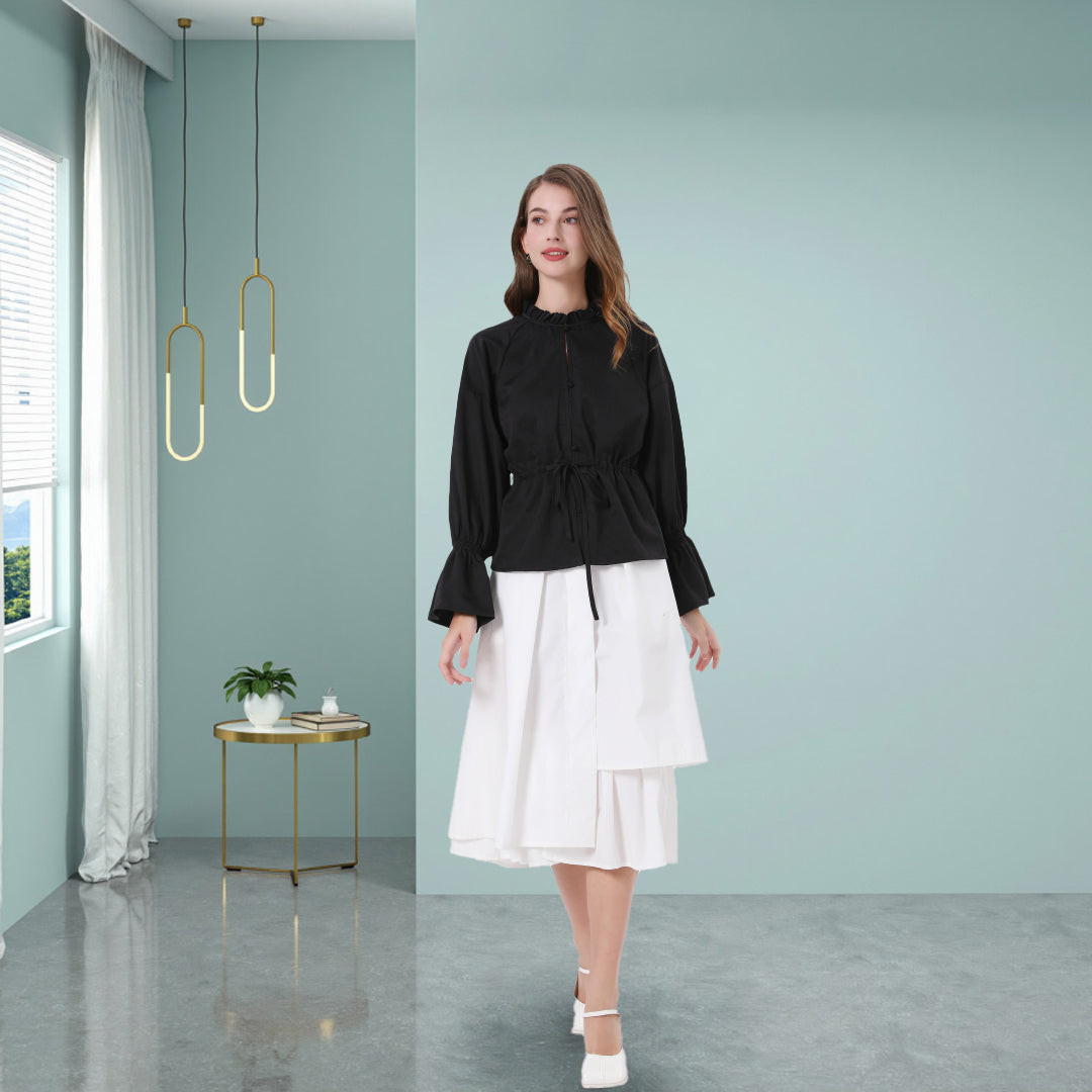 DINADD® Business Casual Hemd mit Rüschenkante & Fransen - Pendler-Komfort