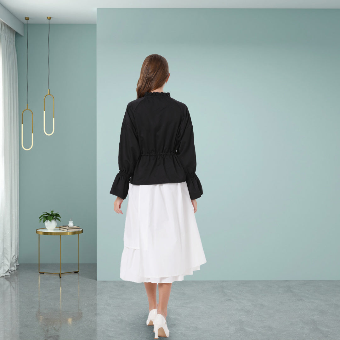 DINADD® Business Casual Hemd mit Rüschenkante & Fransen - Pendler-Komfort