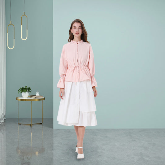 DINADD® Business Casual Hemd mit Rüschenkante & Fransen - Pendler-Komfort