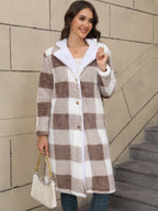 Retro Langschaftjacke mit Kapuze im Zweifarben-Karo